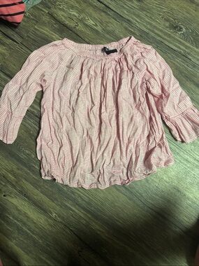 GAP Girls Pink & White Striped Off-Shoulder Top